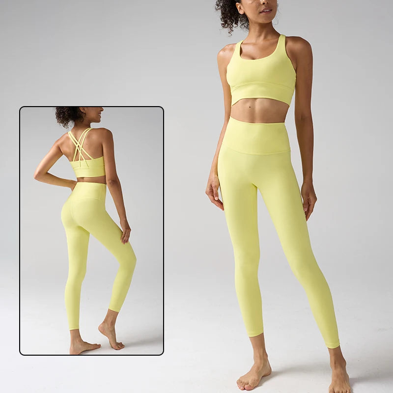 Women's Yoga Set Workout Set 2 Piece High Waist Yoga Leggings Sports Bra Gym Suit Activewear Sports Fitness Set Sports Suit