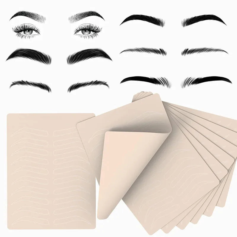 10/5pcs Silicone Tattoo Fake Skin Double-Sided for Permanent Makeup Training Microblading Eyebrow Practice Skin Makeup Tools