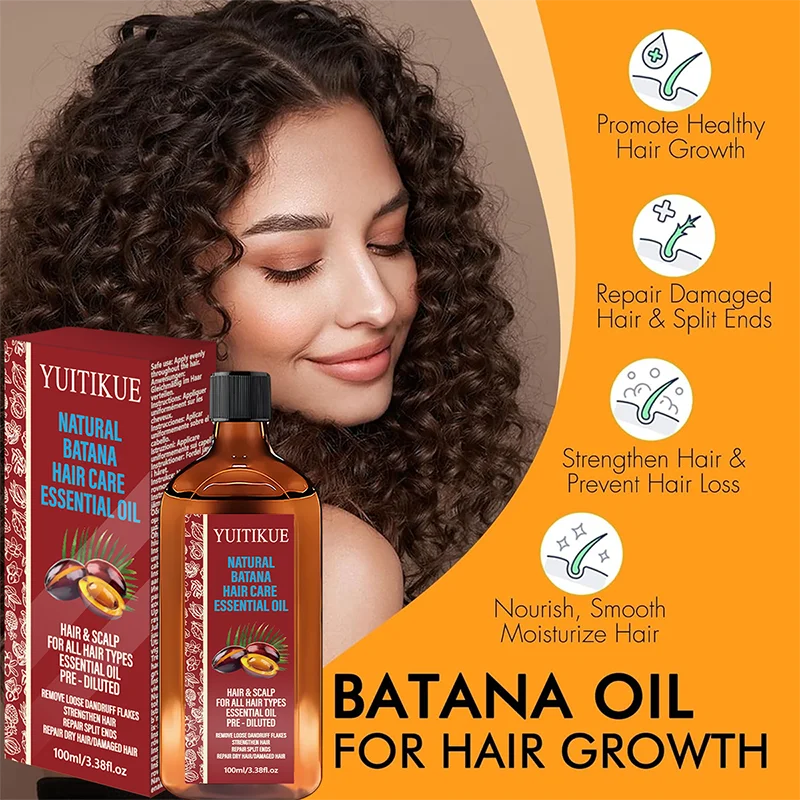 YUITIKUE Pre-Diluted Natural Batana Hair Care Essential Oil Scalp Nourishing Strengthen Hair Repair Dry Damaged Split Ends Hair