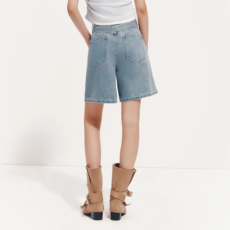 Semir Women Pants Denim Cool Feeling Antibacterial Vintage Distressed A Line Straight Leg 2026 Summer Casual Top