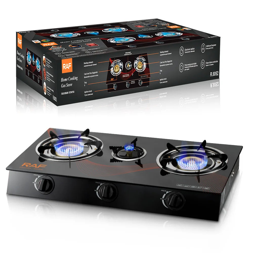 2026European-style Three-cooker  Cooktop with Fast Heating Table Installation Glass Surface Flameout Protection