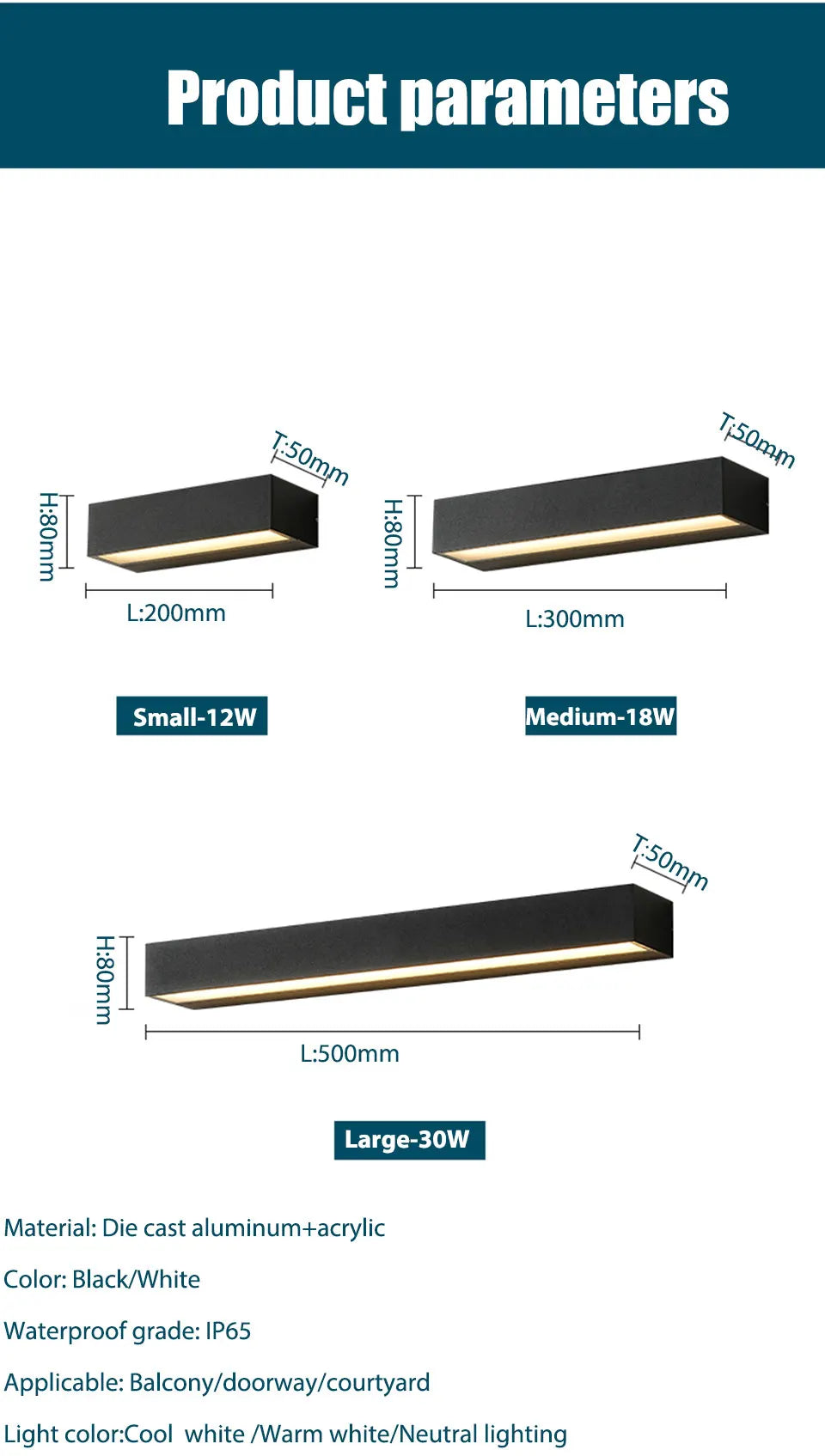LED Outdoor Porch Wall Sconces Aluminum Exterior Wall Light Fixtures IP65 Waterproof Lamp for House Patio Doorway Garage Decorat