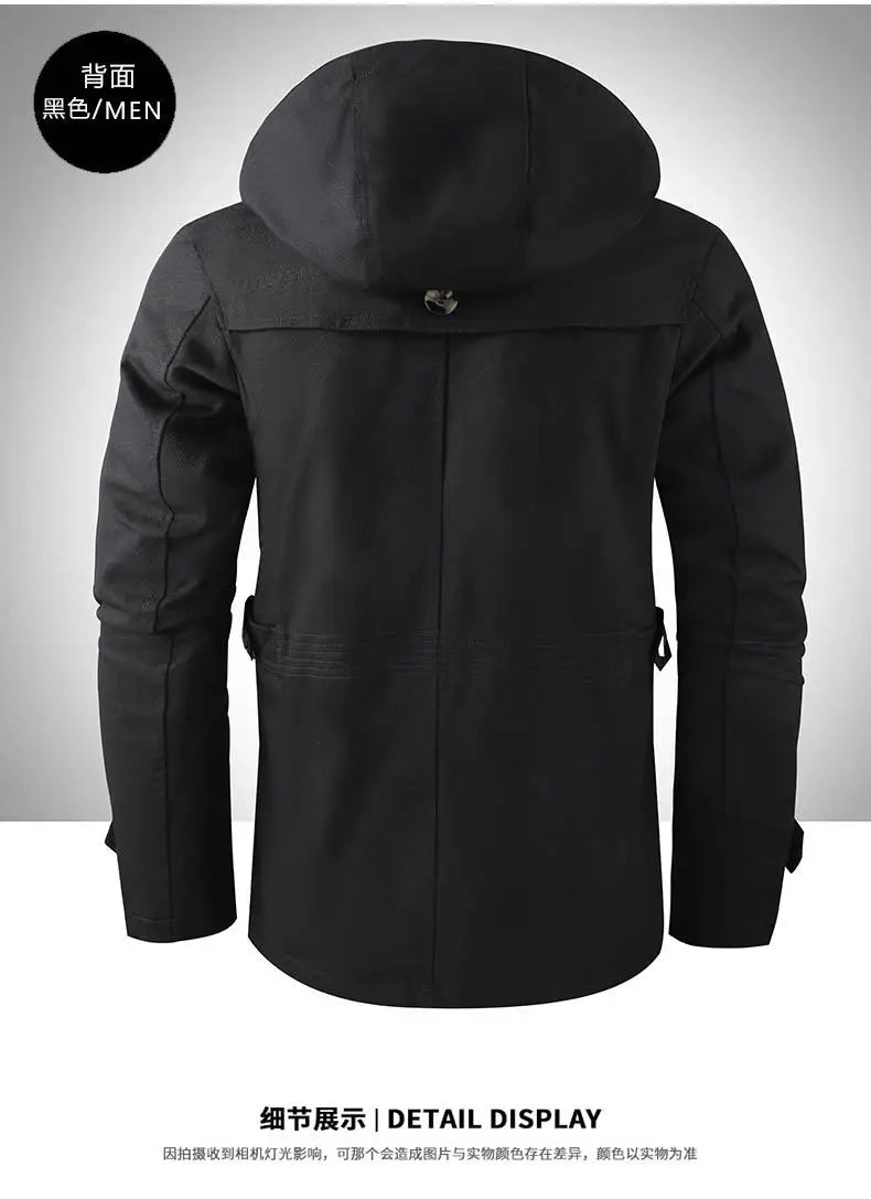 New Spring Autumn Men Long Jackets Hooded Casual Trench Coats High Quality Male Cotton Business Casual Trench Jackets Size 5XL