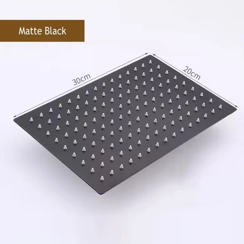 Rainfall Shower Head 12/10/8 Inch Waterfall Shower Ultra Thin 201 Stainless Steel Square Rain Showerheads Bathroom Accessories