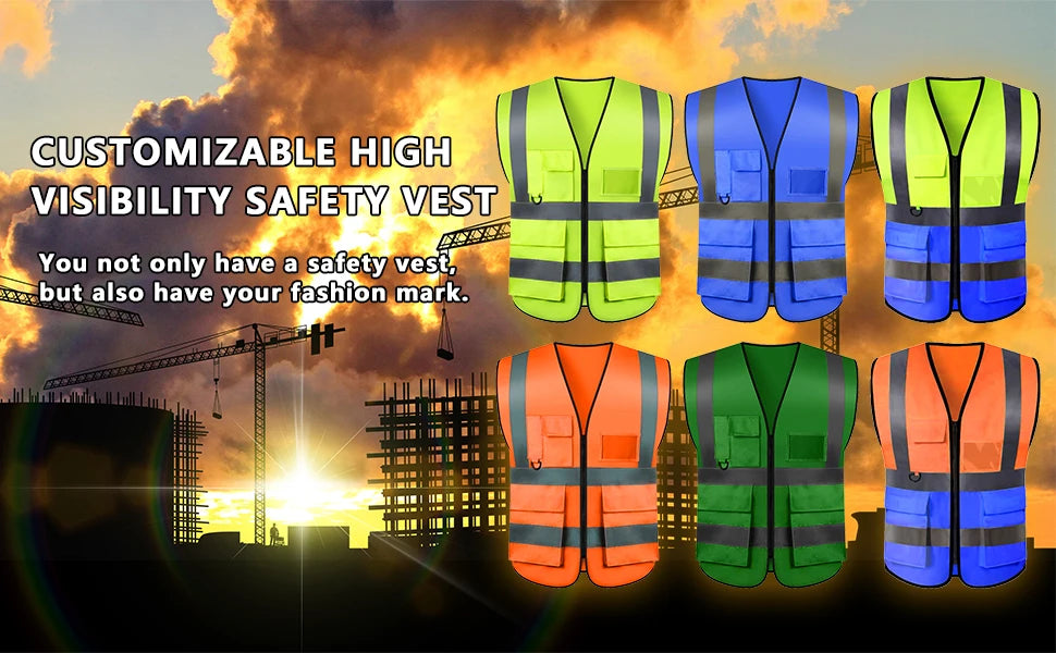 Custom Your Logo Safety Vest Construction Work Traffic Vest Railway Coal Miners Uniform Security ANSI Class 2 Safety Workwear