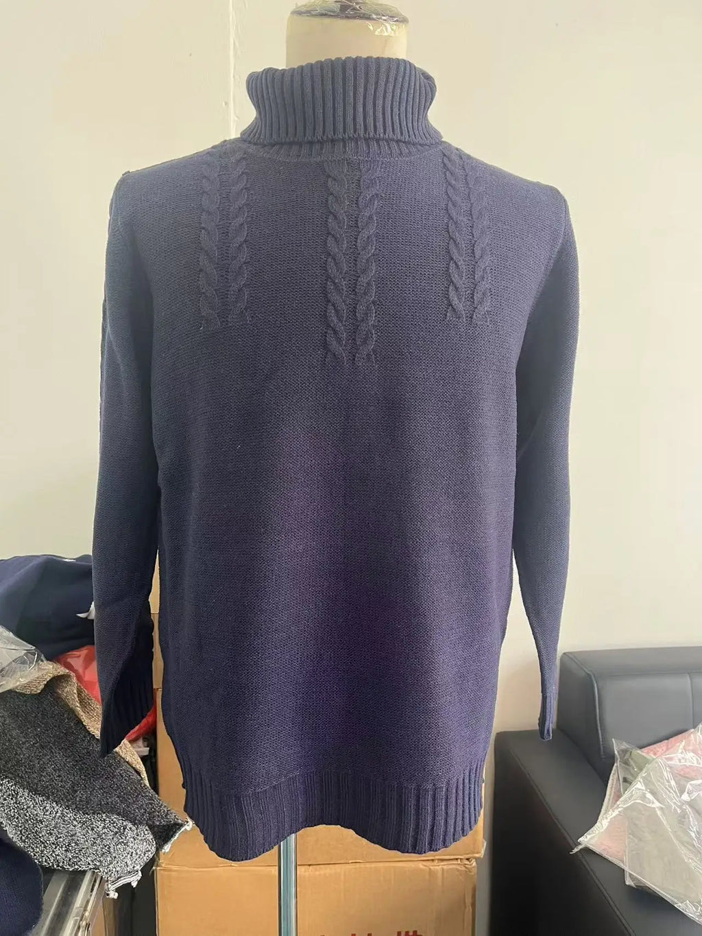 Pullovers Men Tops Turtleneck Sweaters Solid Knit Full Sleeve Casual Slim Fit Top Streetwear Thick Splice Sweater Autumn Winter
