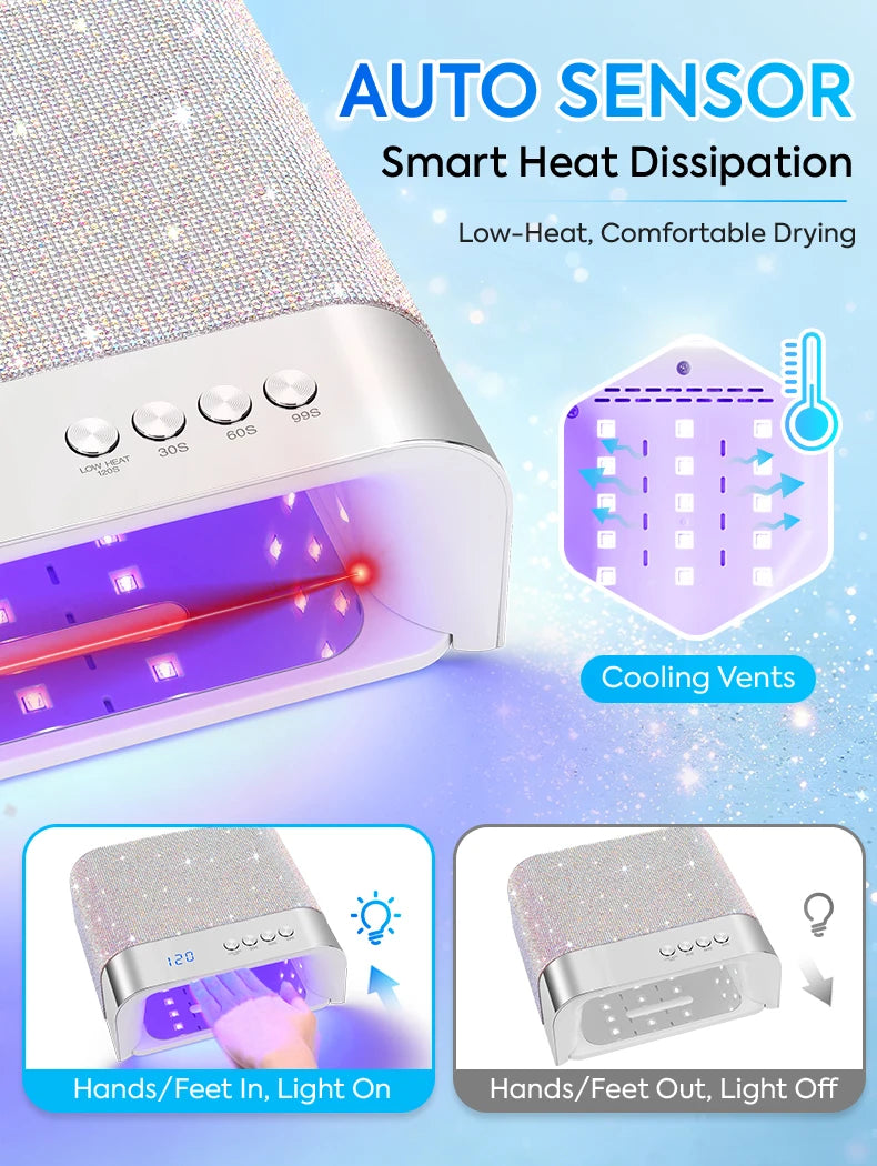 DianaBeauty 168W UV LED Nail Lamp Professional 36LEDS Nail Dryer With 4 Timer Settings UV Cabin Manicure Light For Nails Salon