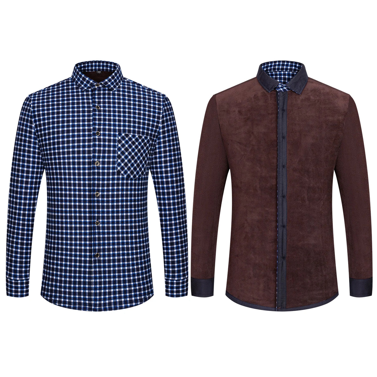2025 Men's Winter Warm Shirts Long Sleeve Plaid Print Flower Autumn Thickened Fleece Street Trend Casual Dress Shirts 8XL 7XL