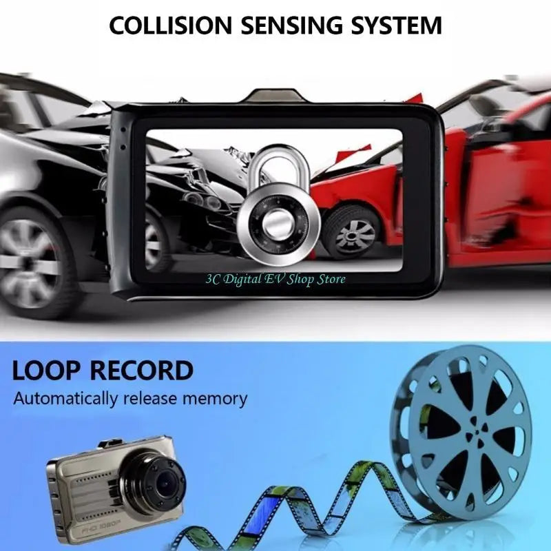 E74D Dashing Camera Front and Rear 1080P Dashing Camera in Car Camera Dashboard Camera Dashcam for Car Recording Monitoring