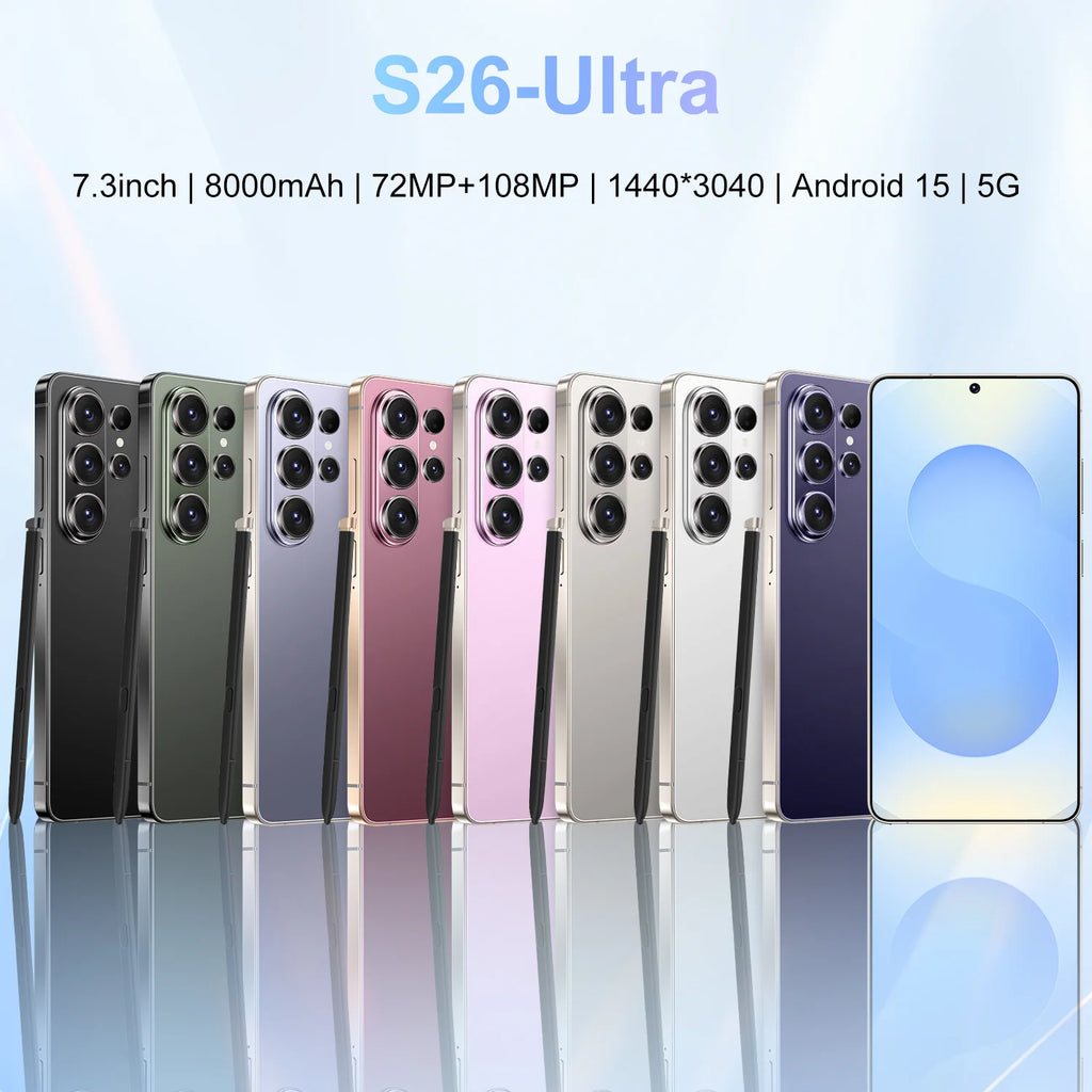 2026 NEW Global Version S26 Ultra 4G 5G Dual Card Dual Standby System Original Intelligent 7.3inch 8000mAh Battery Arrival