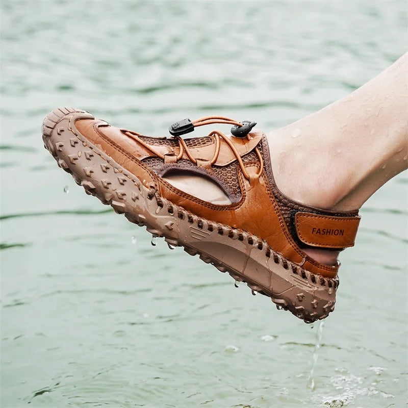 Summer Men Sandals Genuine Leather Mens Casual Shoes Outdoor Men Leather Sandals for Men Beach Shoes Roman mens Shoes