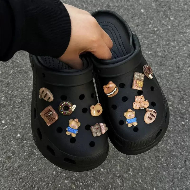 100Pcs Round Buckle Shoe Charms Croc DIY Accesseries Plastic Button For Hole Shoes Garden Shoe Diy Croc Fastener Accessories