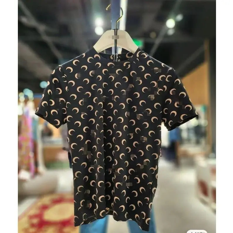 Summer Women Color Block Sports Shorts Ice Silk Moon Print High Street Casual Shorts Elastic Waist Slim Fit