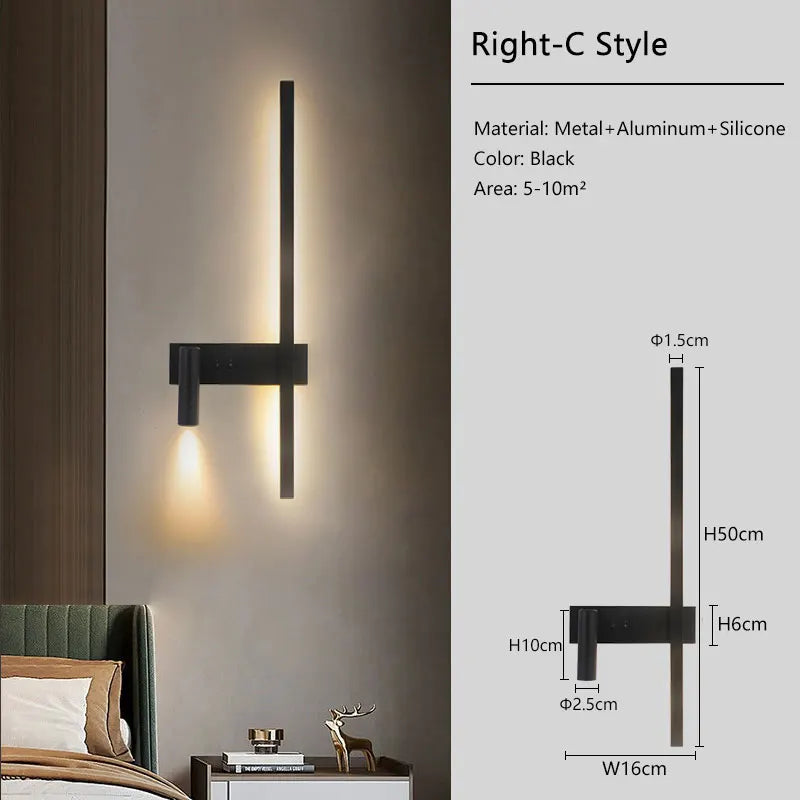 Modern LED Wall Lamps with Switch for Bedroom Indoor LED Wall Lights with 350° Rotatable Spotlight for Kitchen Dinning Room Home