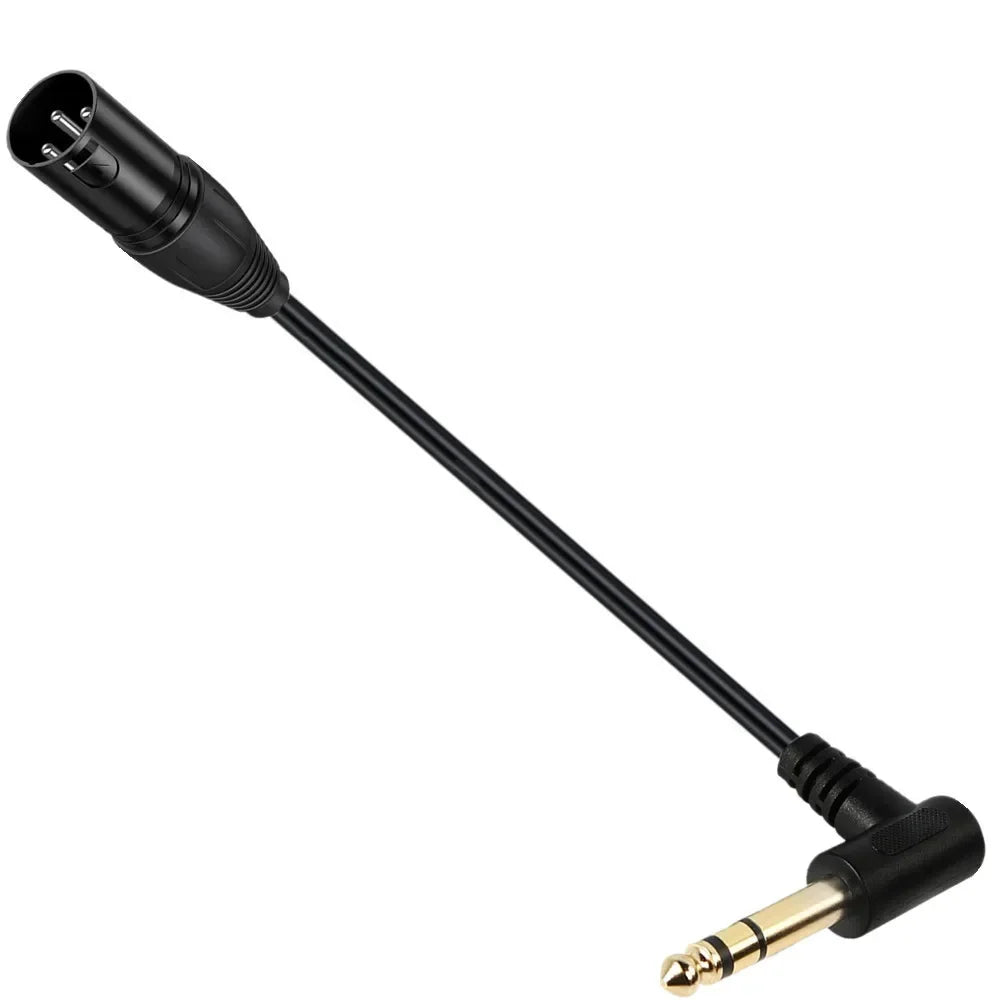 90-degree right-angle 1/4-inch TRS to XLR male balanced signal interconnect cable 1/4-inch to XLR female jumper cable 0.5 meters