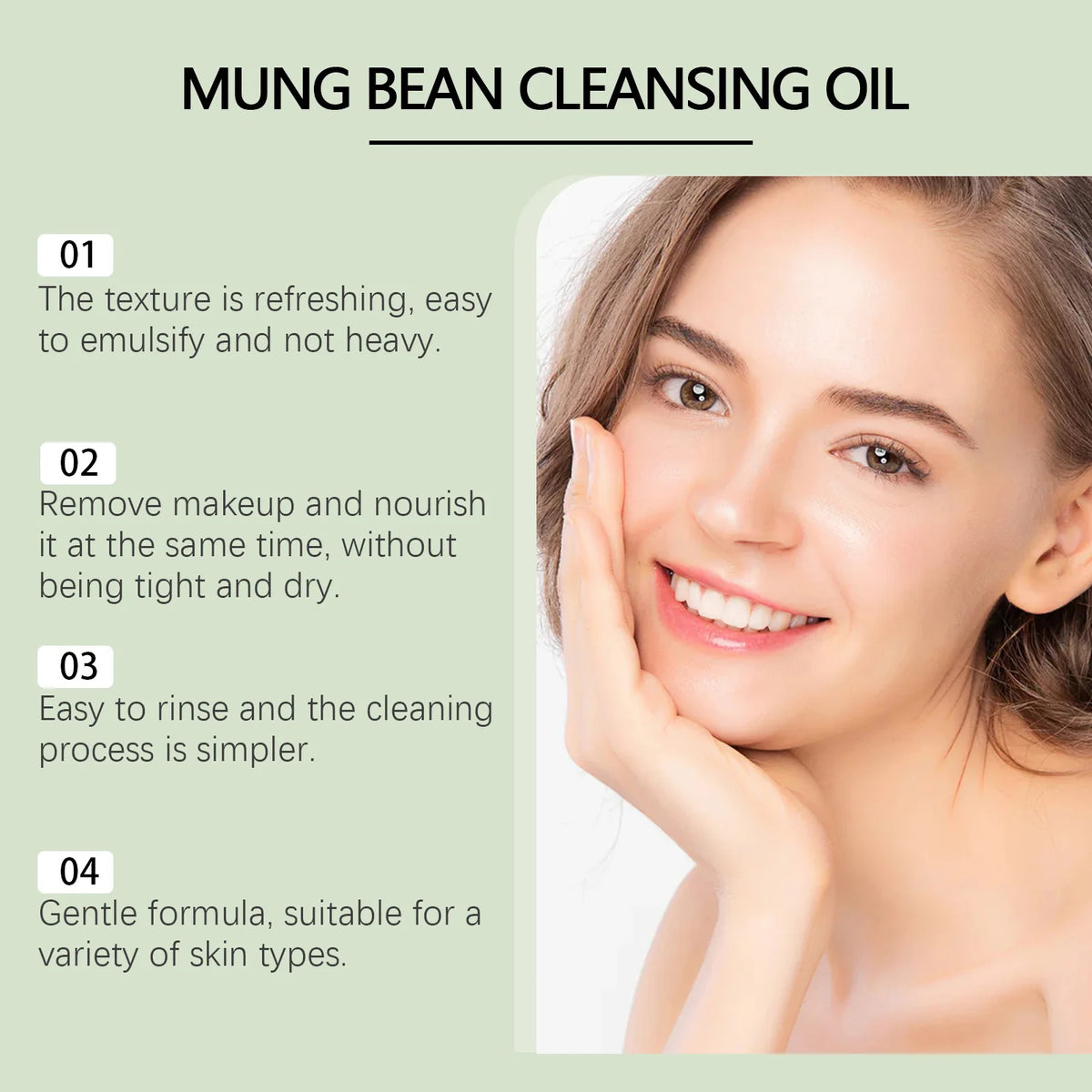 Mung Bean Cleansing Oil Gentle Makeup Remover Oil Lip Eye Makeup Cleansing Pores Non-tightening Keep Fresh Soothing Skin Care