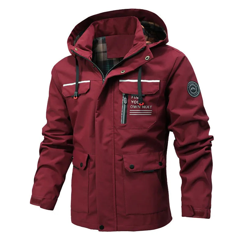 Autumn Men's Windbreaker Hooded Jacket Man Waterproof Outdoor Sports Soft Shell Coats Clothing Men Hiking Mountain Ski Jackets