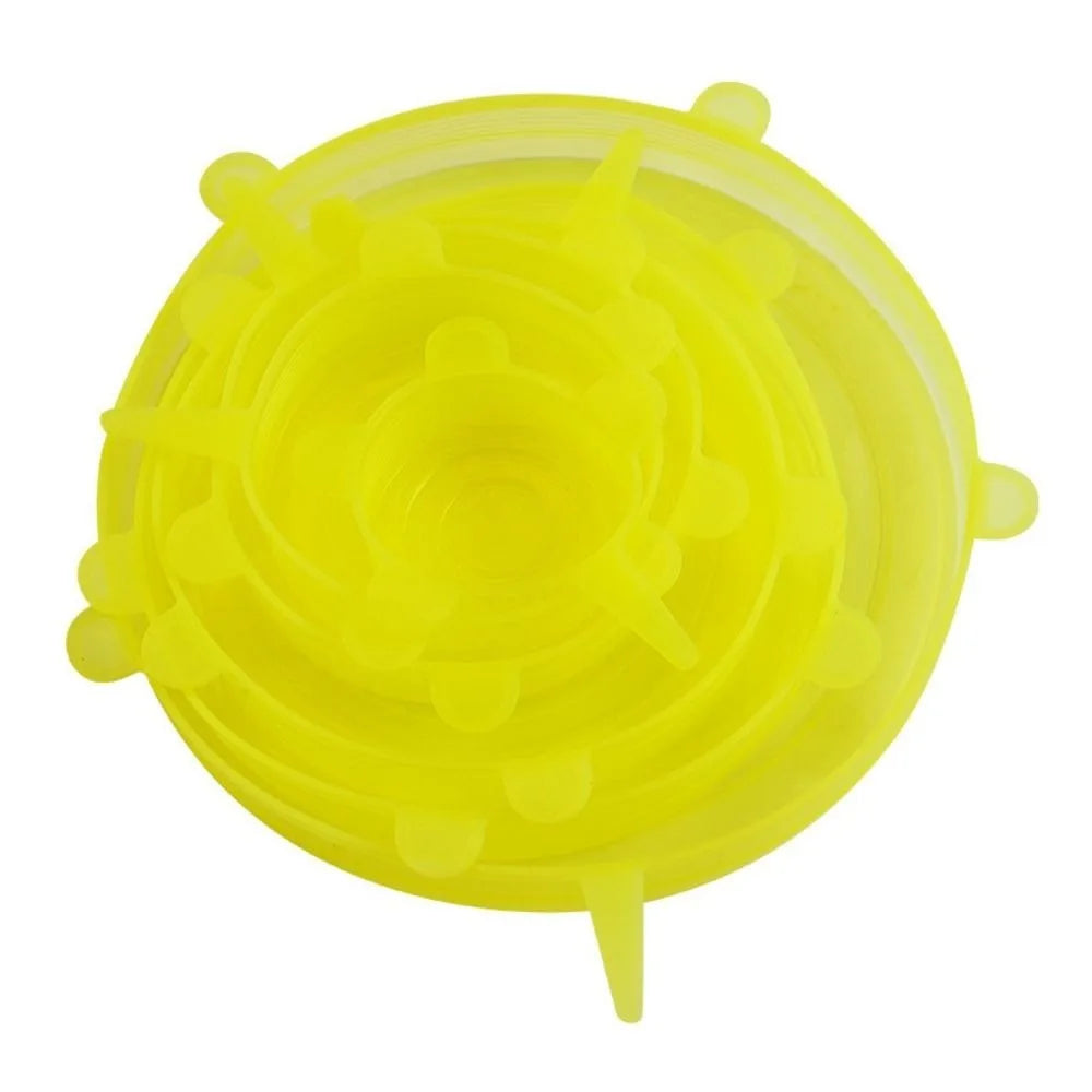 6PCS Food Reusable Fresh-keeping Cover Kitchen Gadgets Non-slip Bowl Cap Stretch Silicone Lids