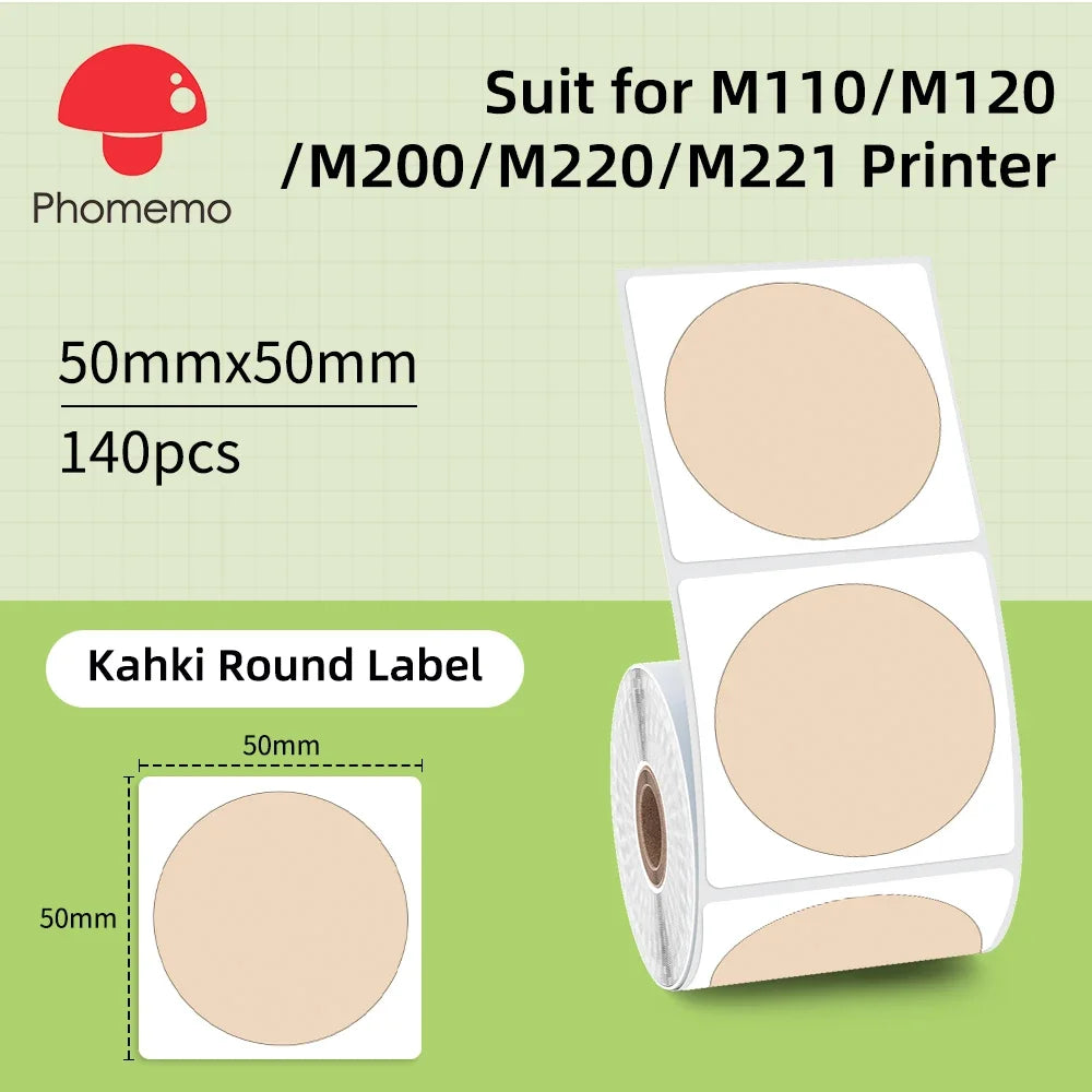 Label Sticker for Phomemo M110 M220 M221 M120 Mini Portable Printer 20-50mm Thermal Label Printer Stickers Pocket Labeling Maker