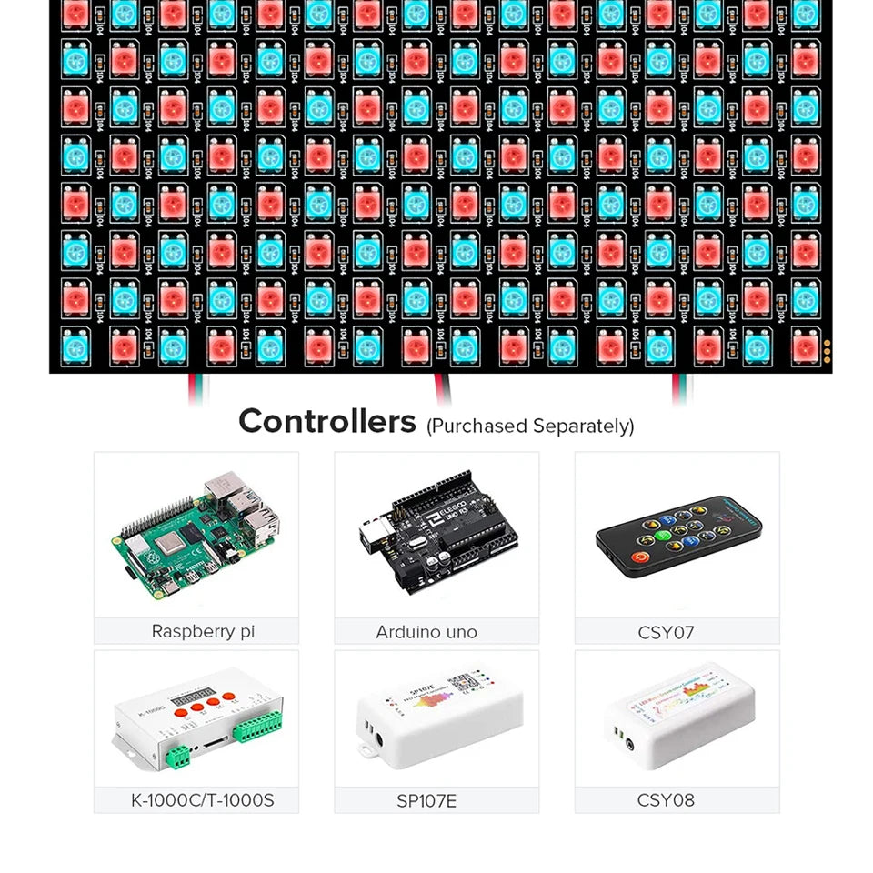 WS2812B RGB 16x16 8x32 Pixel Panel Screen 1-5 Pcs 256 Pixels WS2812B ECO Individually Addressable Digital Flexible Programmed 5V