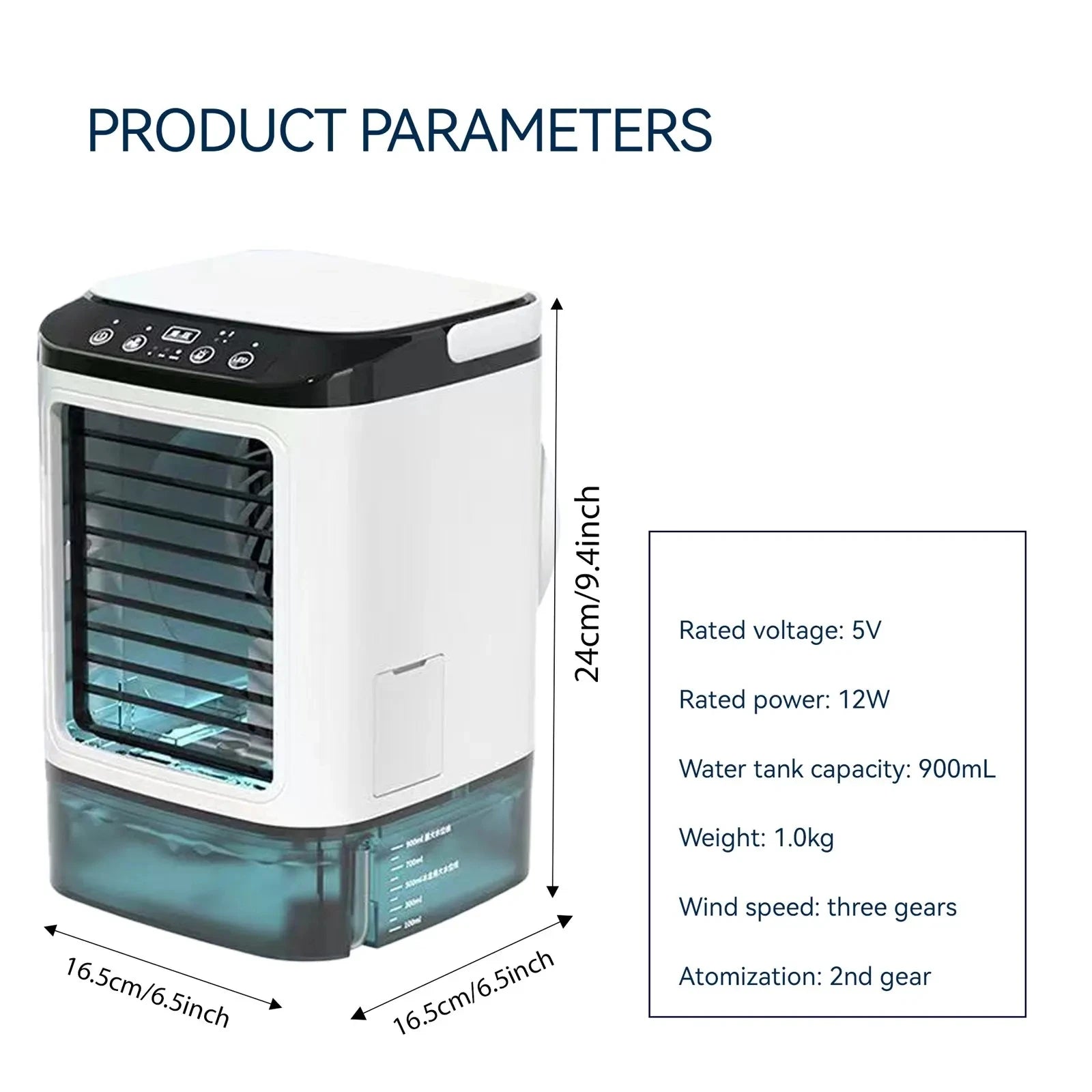 Portable Air Conditioner 3-speed Small Ac Unit Mini Air Cooler 900ml Water Tank Electric Fan With Humidifier For Bedroom JJ2818