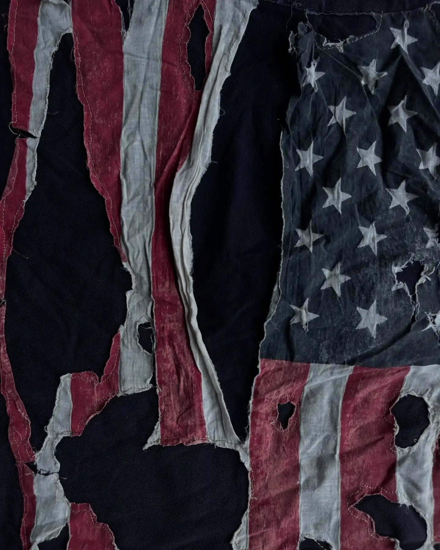 American Flag Tear Patchwork Retro Old Short Sleeve Polo Shirt Y2k Loose Boy Hip Hop Embroidery Clother Top Cotton Men Clothing