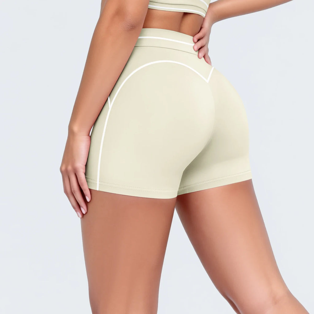High Waist Stripe Fitness Yoga Shorts for Woman's Quick-Dry Breathable Hip-lifting Summer Gym Running Color Blocking Yoga Shorts