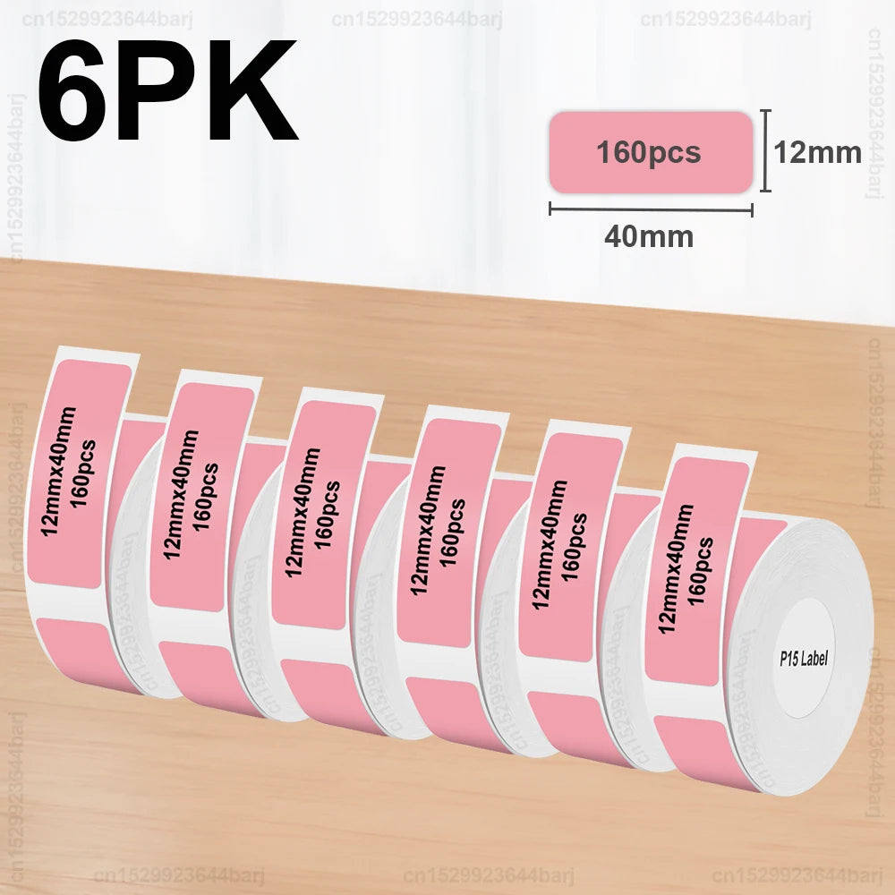 3pcs/6pcs P15 Label Printer Sticker 12*40mm Label Tape Thermal Label Paper Compatible Phomemo D30 Q30 Marklife P15 P12 Labeller