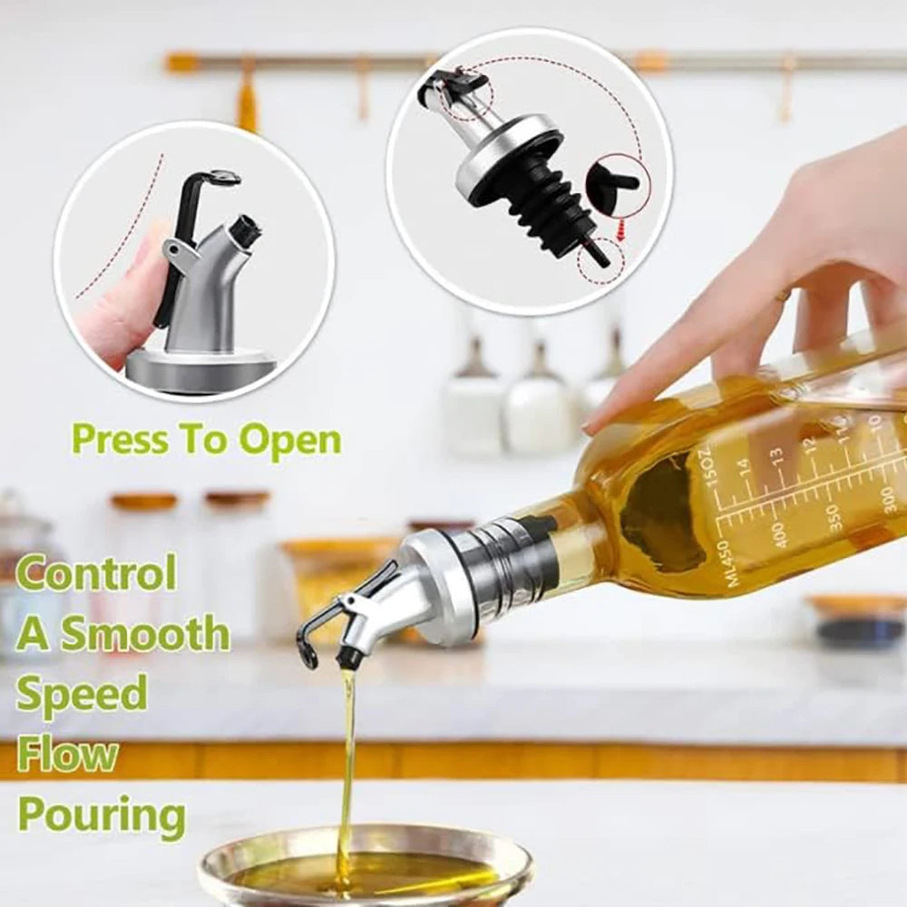 Oil Pour Spouts Olive Oil Vinegar Bottle Dispenser Pourer with Leak-Proof Cap for Kitchen Bar Sauce Salad