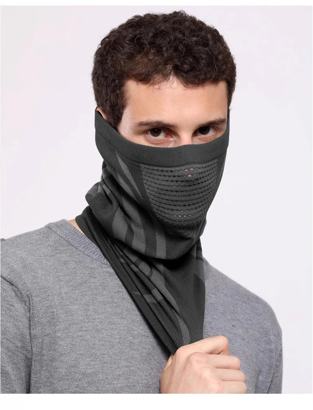 2Pcs/Set Unisex Winter Warm Skiing Mask Elastic Breathable Outdoor Sports Running Fishing Multi-Functional Neck Warmer Headscarf
