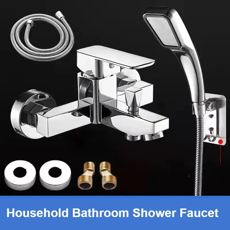 Shower Faucet Wall Mounted Bathroom Bathtub Faucets Shower Set Single Handle Hot and Cold Mixing Valve Tap Shower Accessories