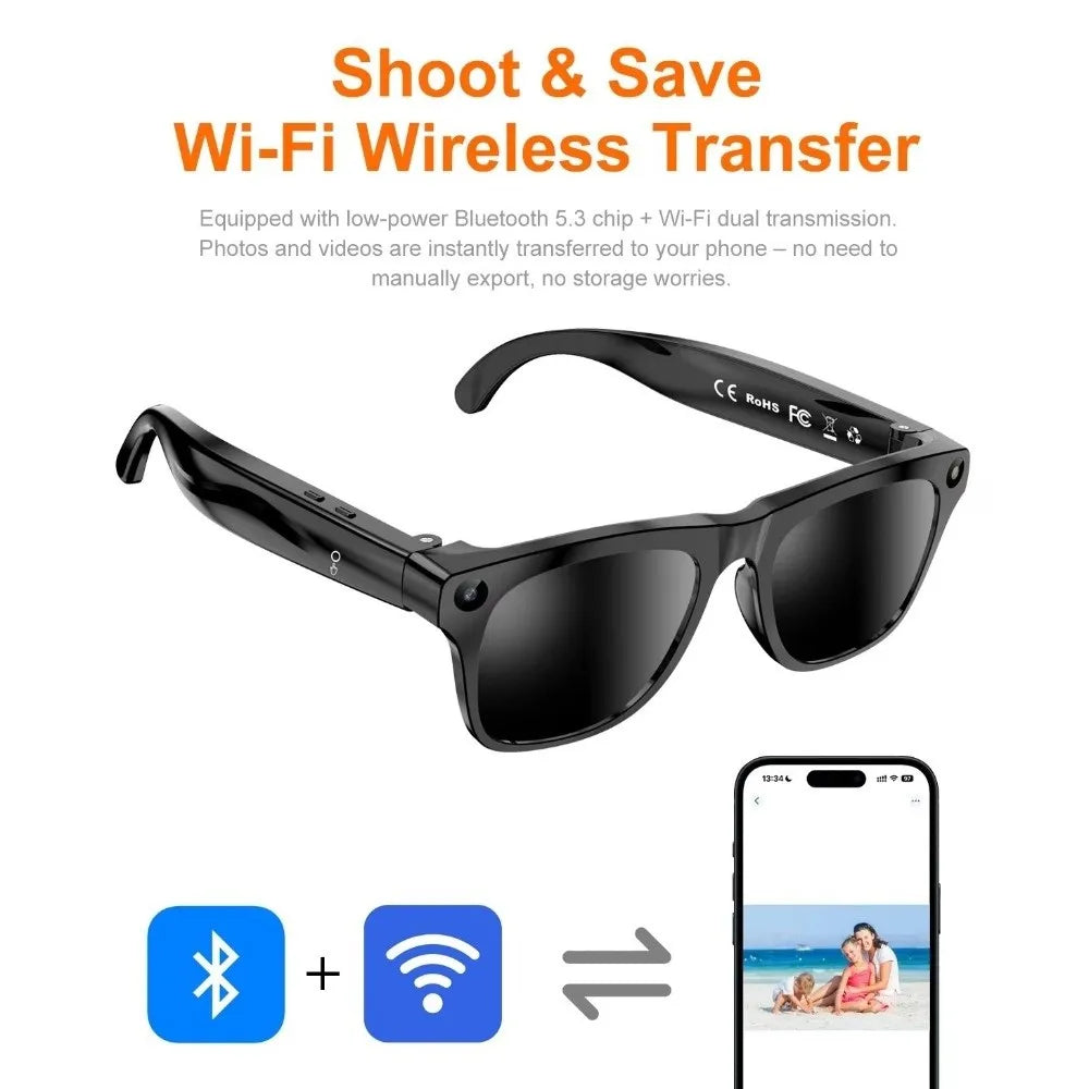 8MP HD Camera AI Smart Glasses Photo Recording 8K Smart Video Glasses Waterproof Video Record Smart AI Glasses Voice Call
