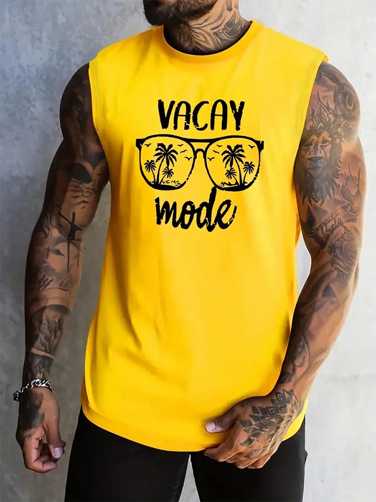 Summer Exercise Fitness Men's Tank Top Daily Street Men's Fashion Tank Top Outdoor Sports Loose Comfortable Men's Sleeveless Tee