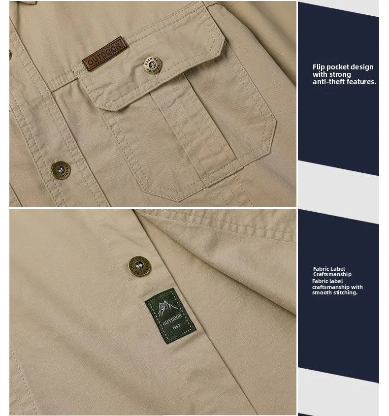 Men's Long Sleeve Outdoor Workwear Shirt Breathable Comfortable Cotton Sweat Absorbent Casual Business Style Loose Fit Spring...