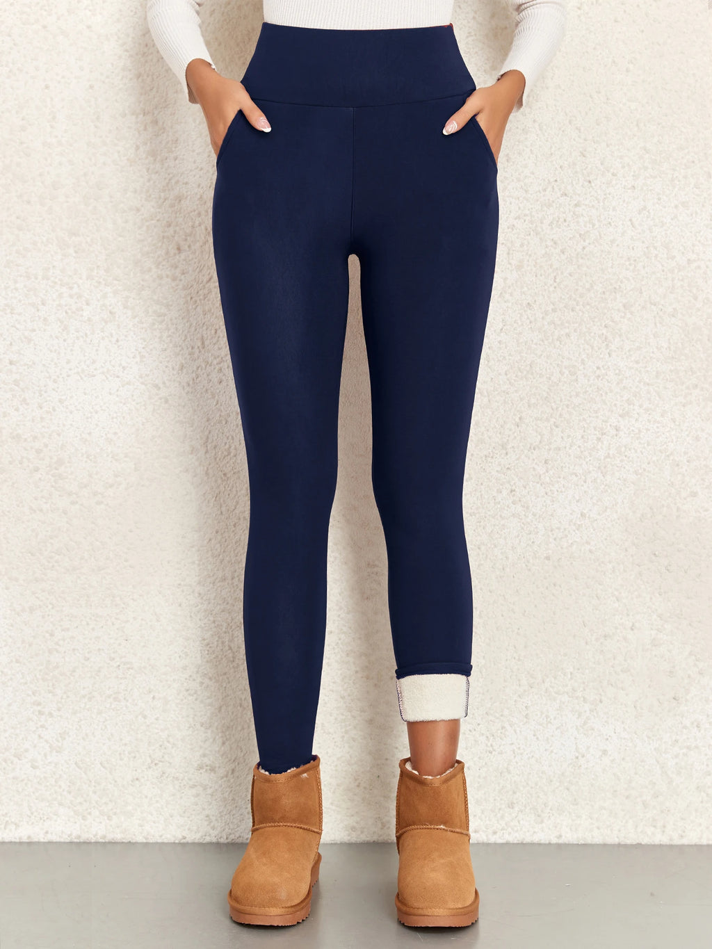  High Waisted Winter Leggings With Pockets For Women Thermal Fleece Lined Tummy Control Thick Warm Tights Workout Running