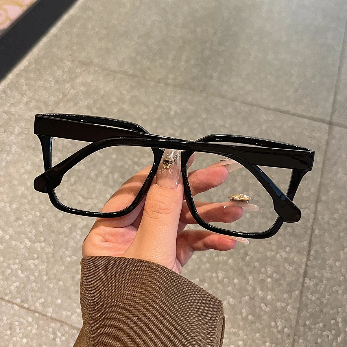 1Pc Large Frame Maillard Color Glasses, Simple Stylish, Exaggerated and Versatile Glasses, Comfortable to Wear, Light Texture