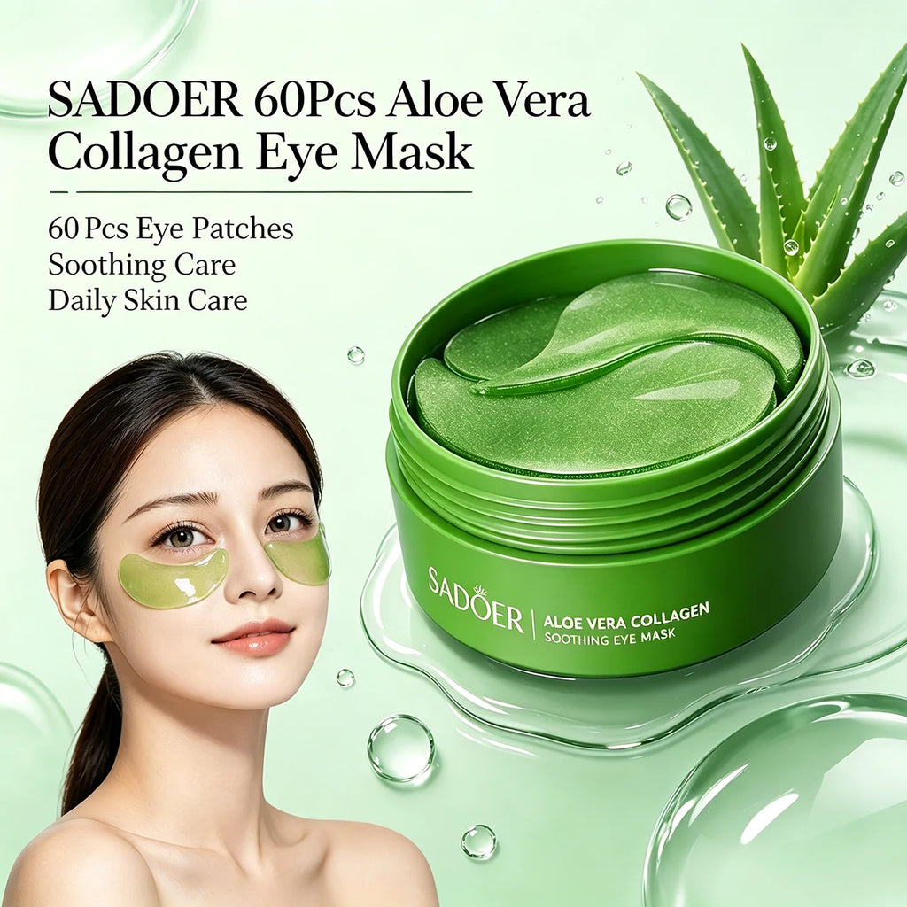 60pcs Aloe Vera Collagen Eye Mask Improve Dark Circles Eyes Bags Moisturizing Reduce Wrinkles Eye Patches Eyes Skin Care Product