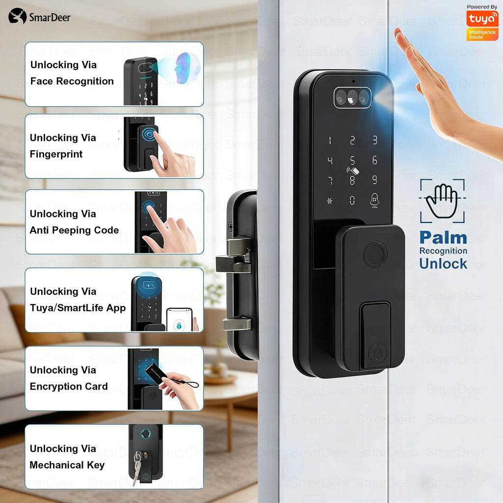 Outdoor waterproof fingerprint lock, facial recognition intelligent door lock, outdoor door electronic lock with anti-theft code