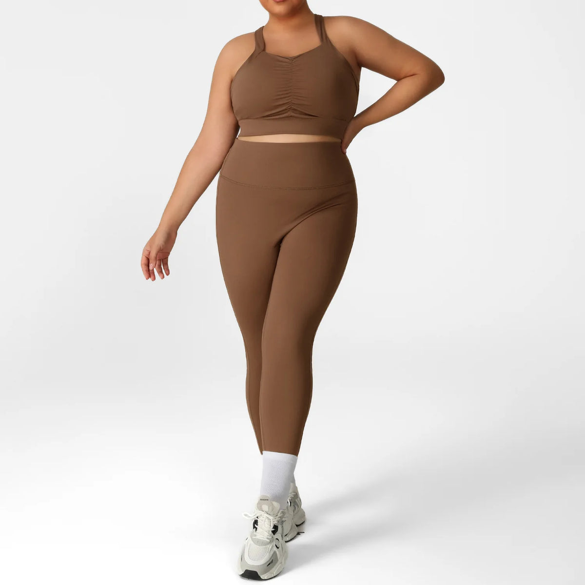 Plus Size Women Yoga 2 Piece Set Y Back Sports Bra High Waist Scrunch Butt Leggings Gym Set Fitness Workout Activewear Outfit