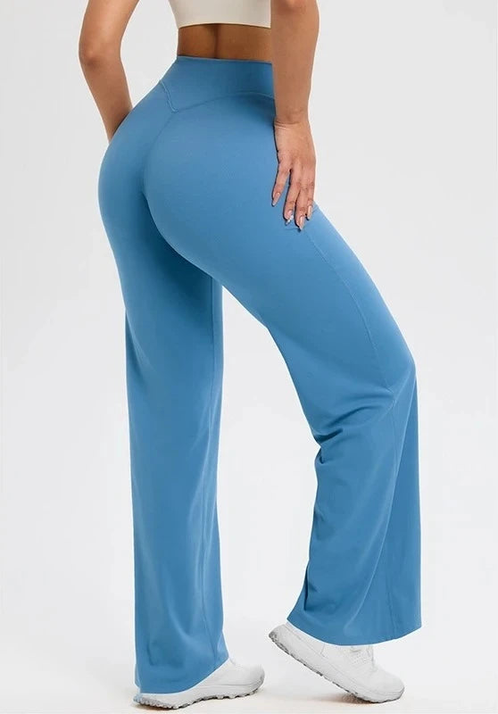 2026 C-B Women High Waist V Back Scrunch Straight Leg Yoga Pants Naked Feel Tummy Control Stretch Gym Pilates Sports Trousers