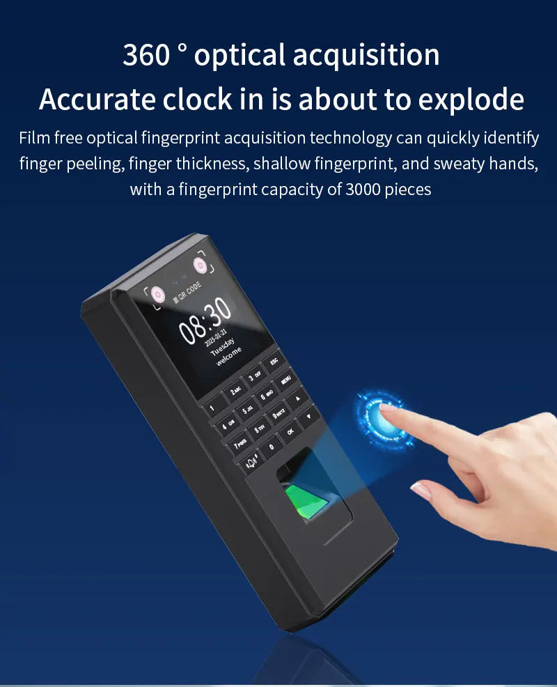 Palm Vein Face Fingerprint Recognition Attendance Machine Mobile APP QR Code Check-In Password Time Clock Access Control System