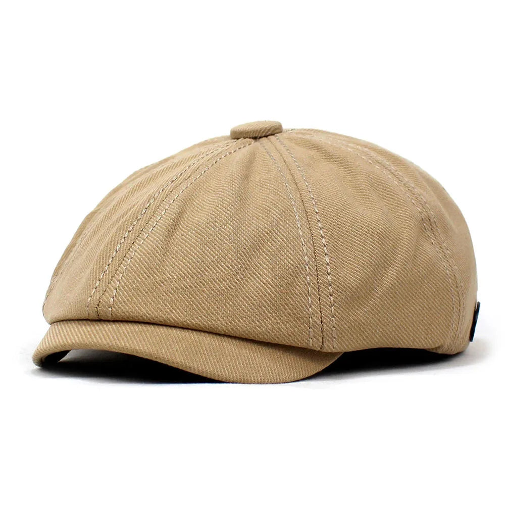 Men's Octagonal Newsboy Hat Cotton Cap French Street Style Gatsby Ivy Cabbie Caps Golf Scally Hat