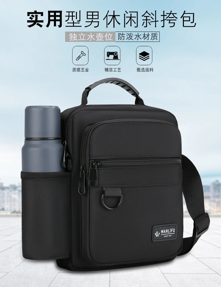 Fashion Casual Men's Bag Handbag High Quality Man Crossbody Bags Easy Travel Bag Stylish Men's Shoulder Bag With Bottle Pocket