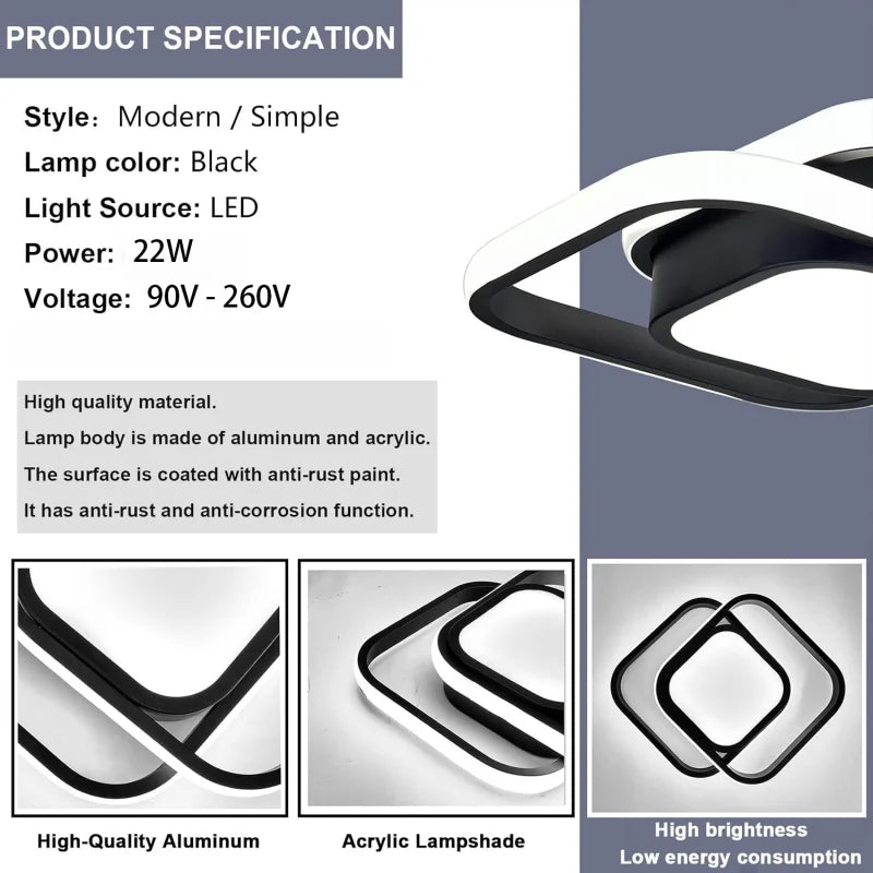 22W LED Ceiling Light Modern Ceiling Lamp Home Decoration Light Living Room Dining Room Bedroom Balcony  Aisle  Indoor Lighting