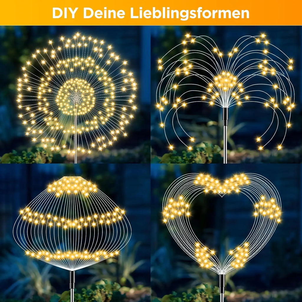 Solar Lights for Outdoor Garden LED Dandelion Lighting Stake Solar Firework Light for Lawn Decor Solar Garden Light