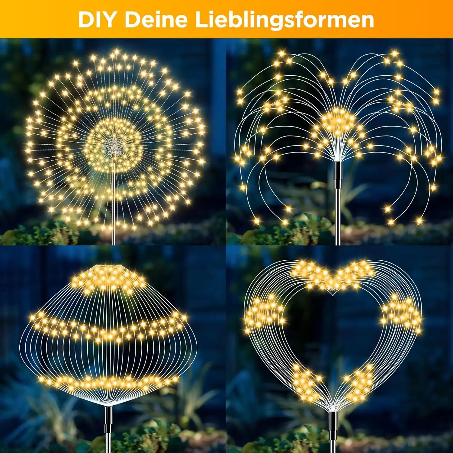 Solar Lights for Outdoor Garden LED Dandelion Lighting Stake Solar Firework Light for Lawn Decor Solar Garden Light