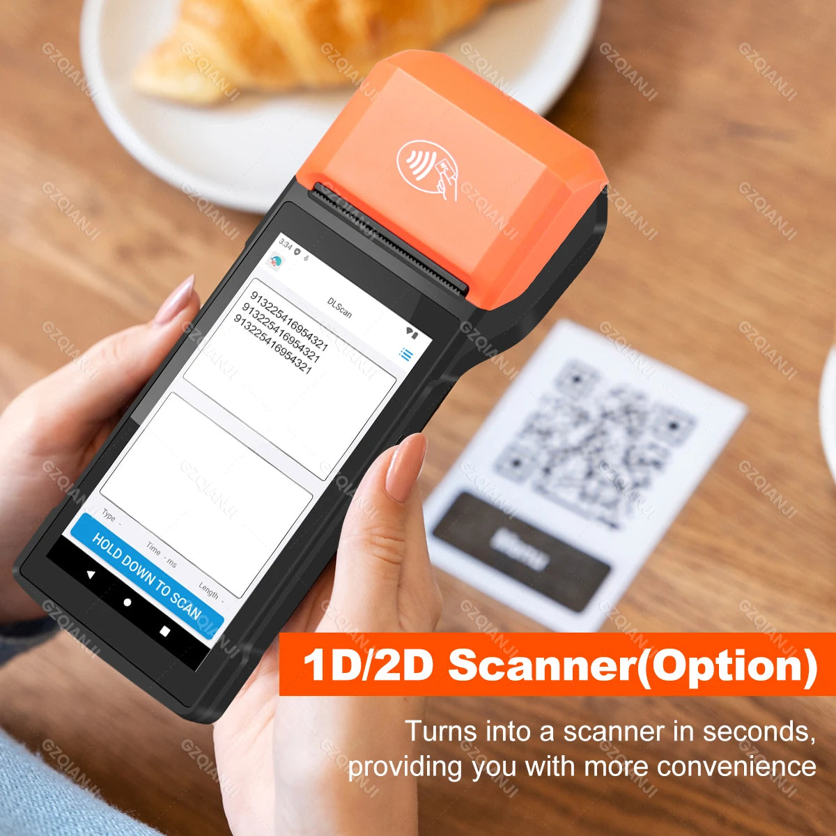 4G Android 13/14 Handheld POS Printer with 58mm Thermal Printing, 1D2D Scanner, NFC optional Compatible with Loyverse POS, Grab