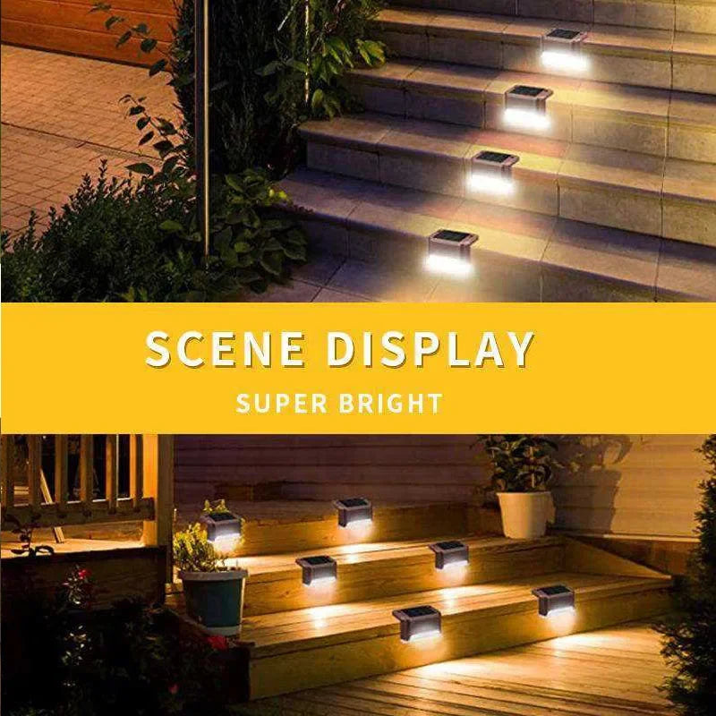 LED Solar Step Lamp Path Stair Outdoor Garden Light Waterproof Balcony Light Decoration for Patio Garden Stair Fence Decor Light