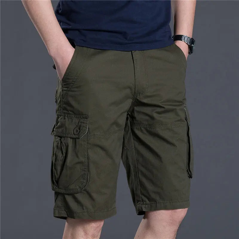 Summer Men Cotton Loose Cargo Shorts Streetwear Fashion Male Clothes Claret 4 Pockets Straight 5 Points Thin Casual Short Pants