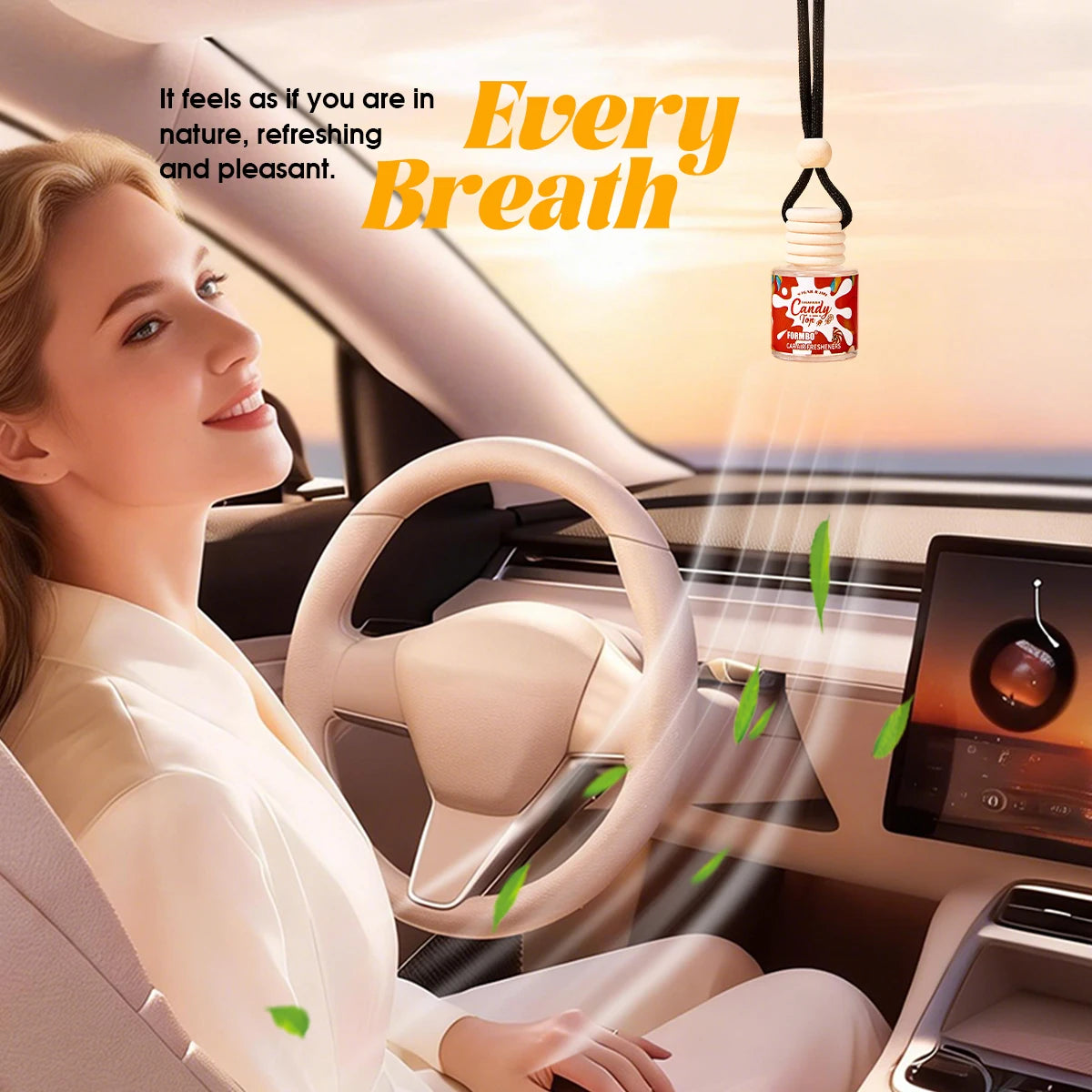 Car Air Freshener Hanging Perfume Bottle Cookies & Cream Cherry Luxe Dreamy Treats Scent Auto Rearview Mirror Pendant Deodorant